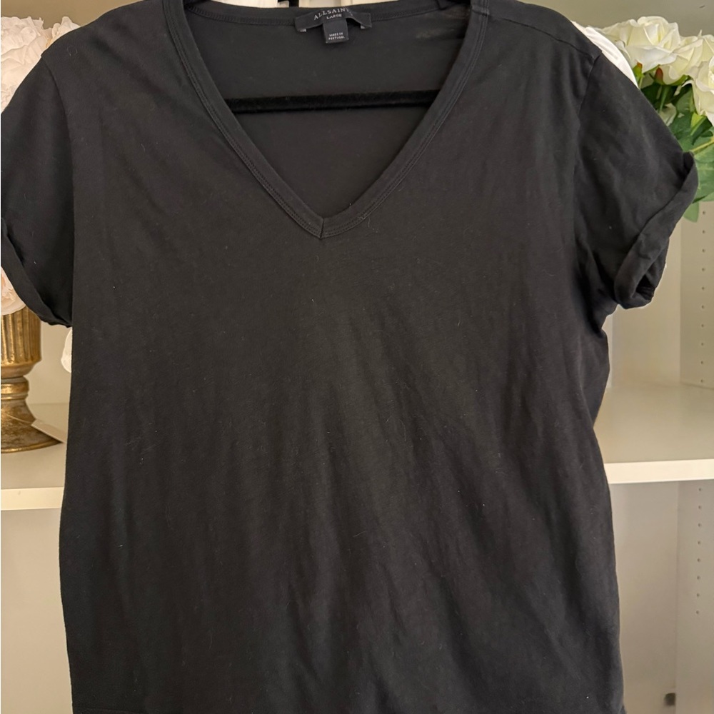 All Saints Black V-Neck Women's Top